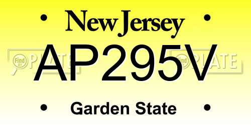 AP295V New Jersey License Plate