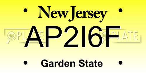 AP2I6F New Jersey License Plate