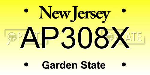 AP308X New Jersey License Plate