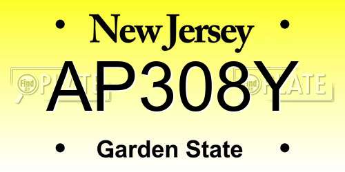AP308Y New Jersey License Plate