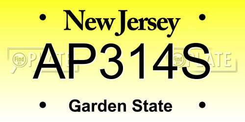 AP314S New Jersey License Plate