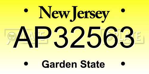 AP32563 New Jersey License Plate