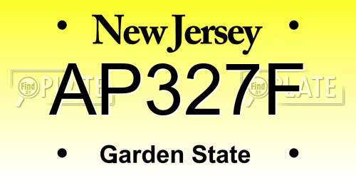 AP327F New Jersey License Plate