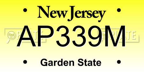 AP339M New Jersey License Plate