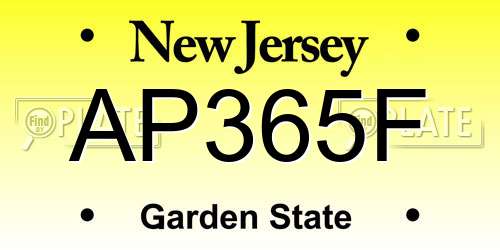 AP365F New Jersey License Plate