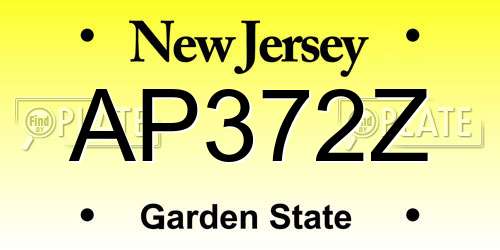 AP372Z New Jersey License Plate