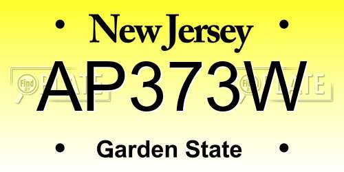 AP373W New Jersey License Plate