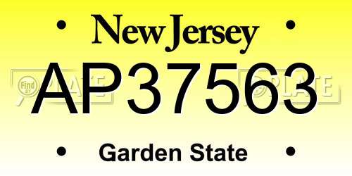 AP37563 New Jersey License Plate