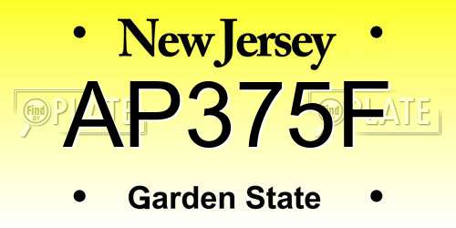 AP375F New Jersey License Plate