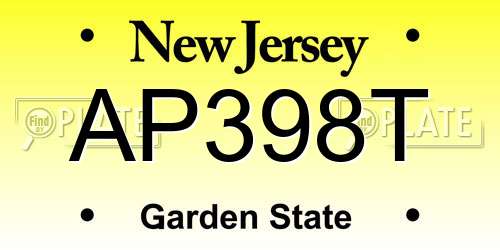 AP398T New Jersey License Plate
