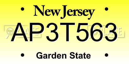 AP3T563 New Jersey License Plate