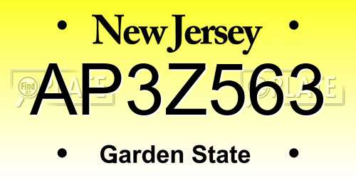 AP3Z563 New Jersey License Plate