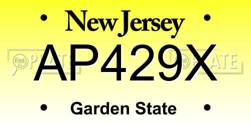 AP429X New Jersey License Plate
