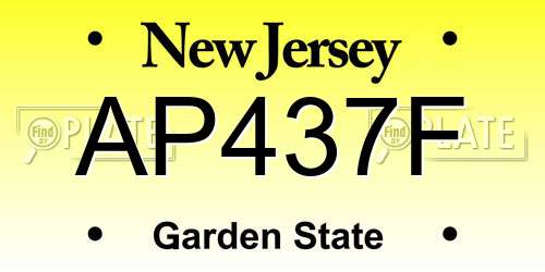 AP437F New Jersey License Plate