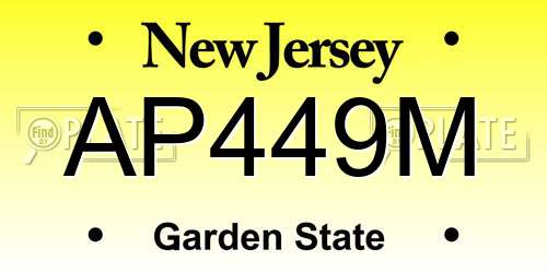 AP449M New Jersey License Plate