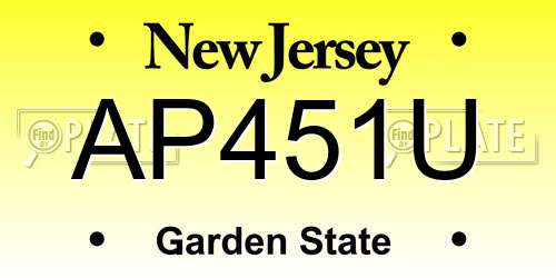 AP451U New Jersey License Plate