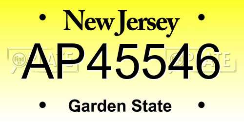 AP45546 New Jersey License Plate