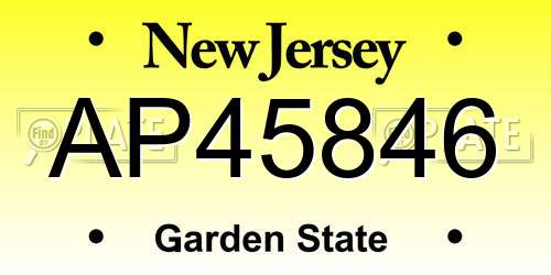 AP45846 New Jersey License Plate