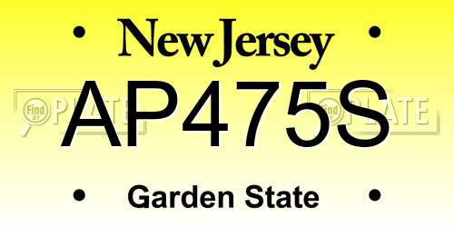 AP475S New Jersey License Plate