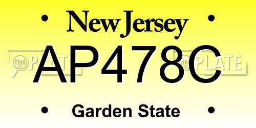 AP478C New Jersey License Plate