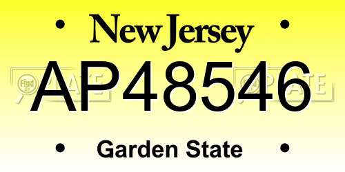 AP48546 New Jersey License Plate