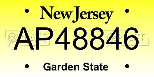 AP48846 New Jersey License Plate