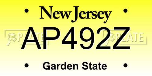 AP492Z New Jersey License Plate