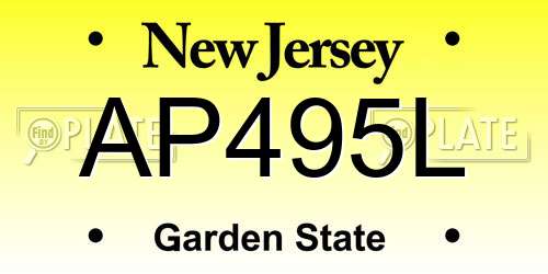 AP495L New Jersey License Plate