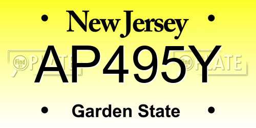 AP495Y New Jersey License Plate