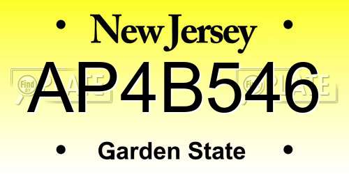 AP4B546 New Jersey License Plate