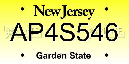 AP4S546 New Jersey License Plate