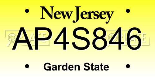 AP4S846 New Jersey License Plate