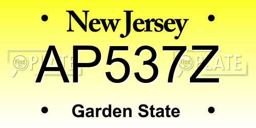 AP537Z New Jersey License Plate