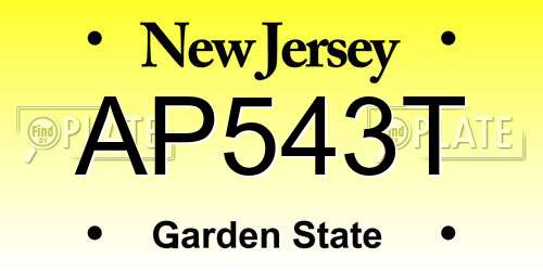 AP543T New Jersey License Plate
