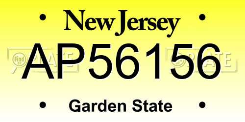 AP56156 New Jersey License Plate