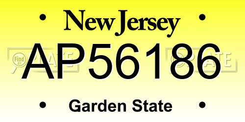 AP56186 New Jersey License Plate