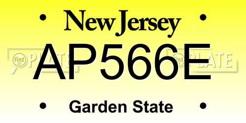 AP566E New Jersey License Plate