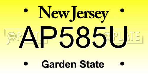 AP585U New Jersey License Plate