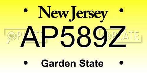 AP589Z New Jersey License Plate