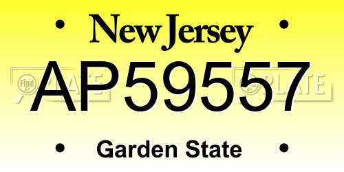 AP59557 New Jersey License Plate