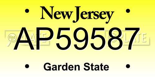 AP59587 New Jersey License Plate