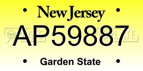 AP59887 New Jersey License Plate