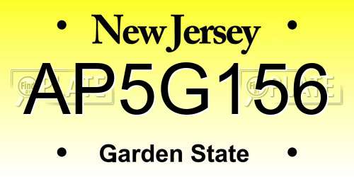 AP5G156 New Jersey License Plate