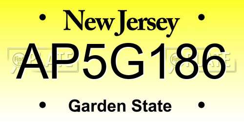 AP5G186 New Jersey License Plate