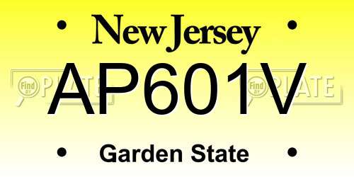 AP601V New Jersey License Plate