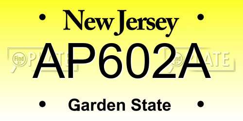 AP602A New Jersey License Plate