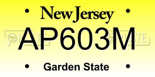 AP603M New Jersey License Plate