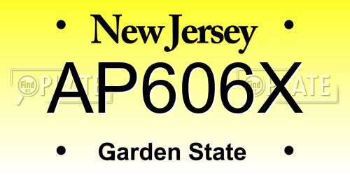 AP606X New Jersey License Plate