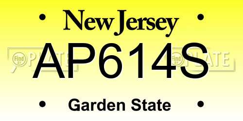 AP614S New Jersey License Plate