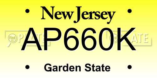 AP660K New Jersey License Plate